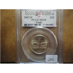 2007-D UTAH QUARTER PCGS MS68 SATIN FINISH