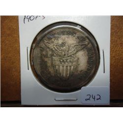 1907-S US/PHILIPPINES SILVER PESO .5144 OZ. ASW