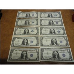 10-1957 $1 SILVER CERTIFICATES MOSTLY AU & UNC