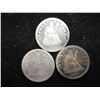 Image 1 : 1857,58 & 77 SEATED LIBERTY QUARTERS