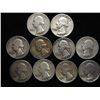 Image 1 : 10 ASSORTED 1950'S WASHINGTON SILVER QUARTERS