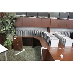 MAHOGANY CORNER COMPUTER STATION WITH HUTCH