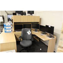 MAPLE U SHAPED EXECUTIVE DESK WITH HUTCH