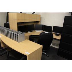 MAPLE U SHAPED EXECUTIVE DESK WITH HUTCH