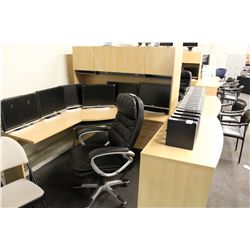 MAPLE U SHAPED EXECUTIVE DESK WITH HUTCH