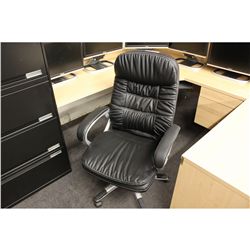 BLACK LEATHER TUFTED HIGHBACK EXECUTIVE CHAIR