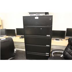 BLACK 5 DRAWER LATERAL FILE CABINET