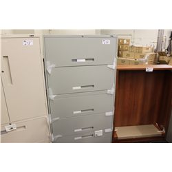 GREY 5 DRAWER LATERAL FILE CABINET