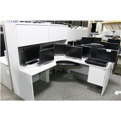 GREY 6'X6' CORNER DESK WITH HUTCH