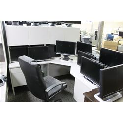 GREY 6'X6' CORNER DESK WITH HUTCH