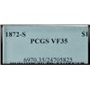 Image 2 : 1872-S Seated Dollar PCGS VF35