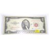 Image 1 : 1953 RARE C SERIES $2 RED SEAL BILL SERIAL # A32562477A *RARE C SERIES NOTE*!!