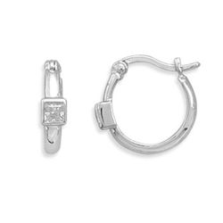 Small Hoop Earrings with 4mm CZ