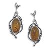 Image 1 : Amber  with Leaf Design Post Earrings