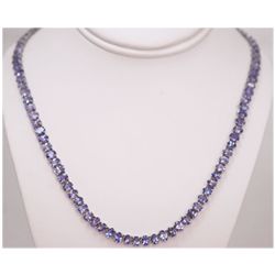 NATURAL 43.00 CTW TANZANITE OVAL NECKLACE 14 K GOLD