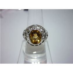 NATURAL 34.25 CTW  CITRINE RING .925 STERLING SILVER