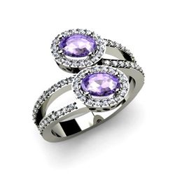 Tanzanite 1.29 ctw & Diamond Ring 18kt W/Y  Gold