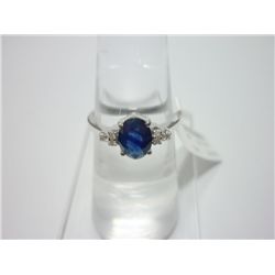 NATURAL 14.75 CTW SAPPHIRE AND DIAMOND RING .925 STERLI