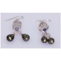 NATURAL 39.60 CTW TANZANITE/SEMIPRECIOUS EARRING .925 S