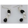 Image 1 : NATURAL 18.00 CTW BLACKONEX, PEARL EARRINGS .925 STERLI