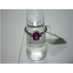 NATURAL 14.75 CTW RUBY AND DIAMOND RING .925 STERLING S