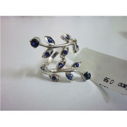 NATURAL 15.25 CTW SAPPHIRE RING .925 STERLING SILVER