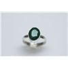 Image 1 : NATURAL 19.00 CTW EMERALD OVAL RING .925 STERLING SILVE