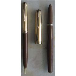 A PARKER 51 BLUE DIAMOND PEN AND PENCIL SET,...
