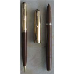 A PARKER 51 BLUE DIAMOND PEN AND PENCIL SET,...