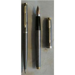 A PARKER 75 'CISELE' PEN AND PENCIL SET,...