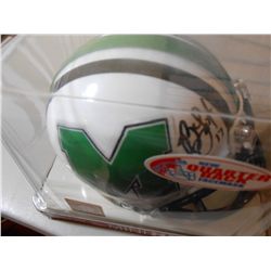Autographed Byron Leftwich Marshall University Riddell Mini Helmet