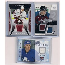 Lot of (3) NHL Hockey Game-Used Material Insert Cards