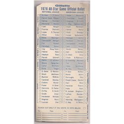 Un-Punched Official 1976 Major League Baseball All-Star Ballot Form