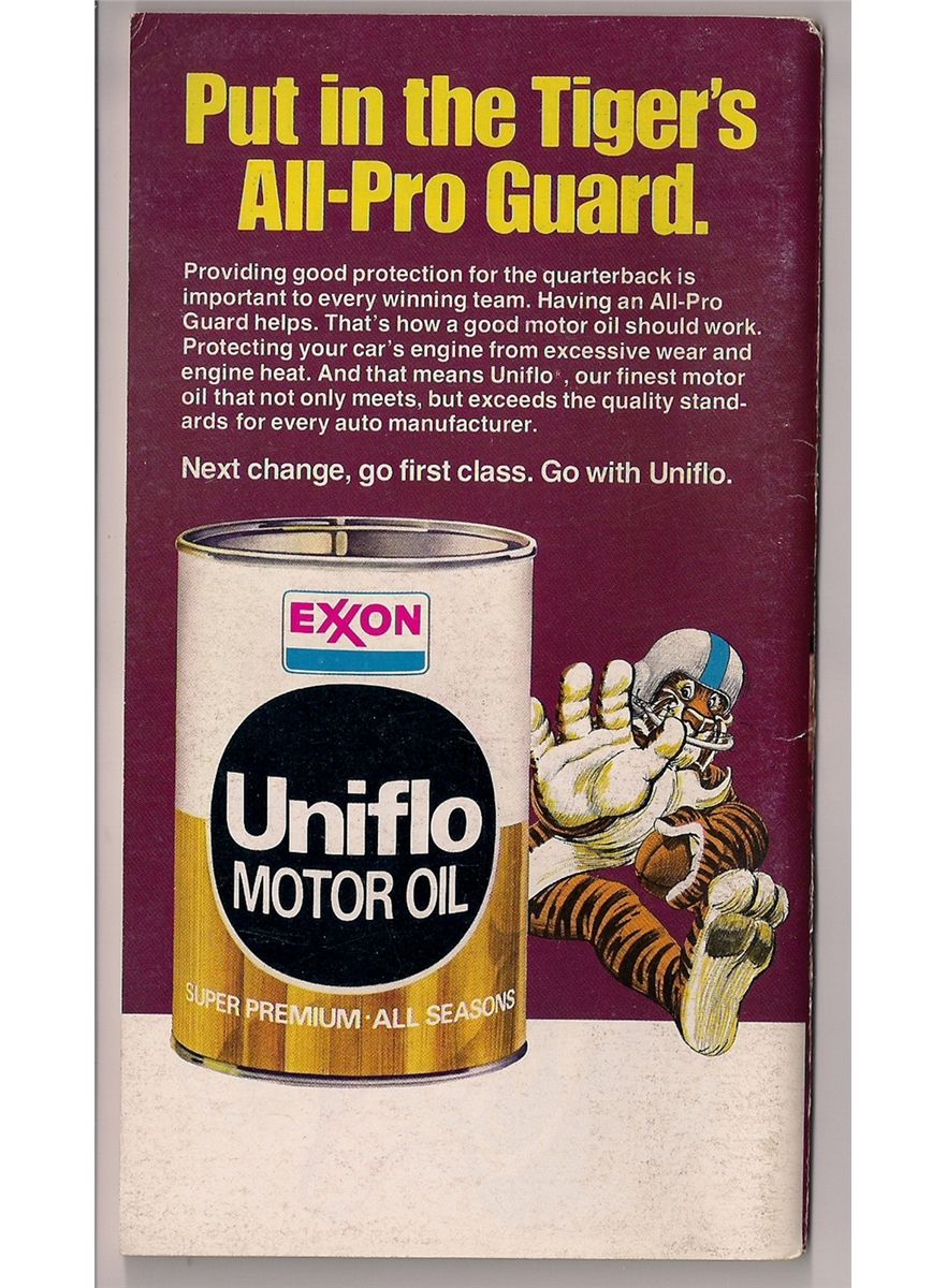 College & Professional Football 1975Exxon Uniflo Motor Oil