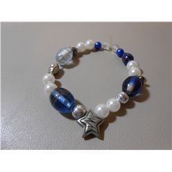 Ladies Blue & White Costume Jewelry Bracelet