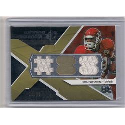 2008 SPx Winning Materials Tony Gonzalez Dual Game-Worn Materials Insert Card-#/25!