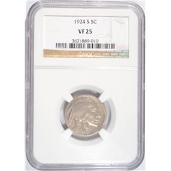 1924-S BUFFALO NICKEL NGC VF25 NICE!