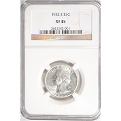 1932-S WASHINGTON QUARTER NGC XF-AU 45