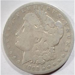 1892-CC MORGAN SILVER DOLLAR VG