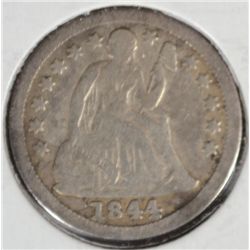 1844 SEATED LIBERTY DIME FINE+