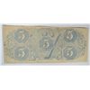 Image 2 : 6th issue 1863$5 Confederate note VF couple TINY pinholes  est  $60-$70