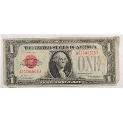 1928 $1  red seal  US note  VG/F  VERY SCARCE