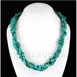 436.91CTW 19in. TURQUOISE CHIPPED STONE NECKLACE METAL