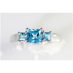 Sterling Platinum 1.24 London Blue Topaz Sterling Ring