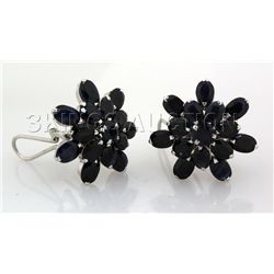Natural Sapphire 42.93CTW Silver Flower Earring