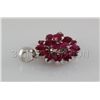 Image 2 : 17.25CTW Ruby Flower Design Silver Pendant