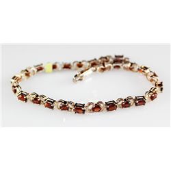 Sterling Platinum 6.4 ctw Garnet Bracelet