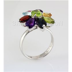 28.35CTW Multi-color Precious Stone Silver Ring