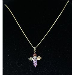 Sterling Gold Multistone Crucifix-Unique