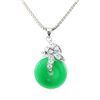 Image 1 : Natural Jade Ring Set Silver Cubic Zircon Diamonds